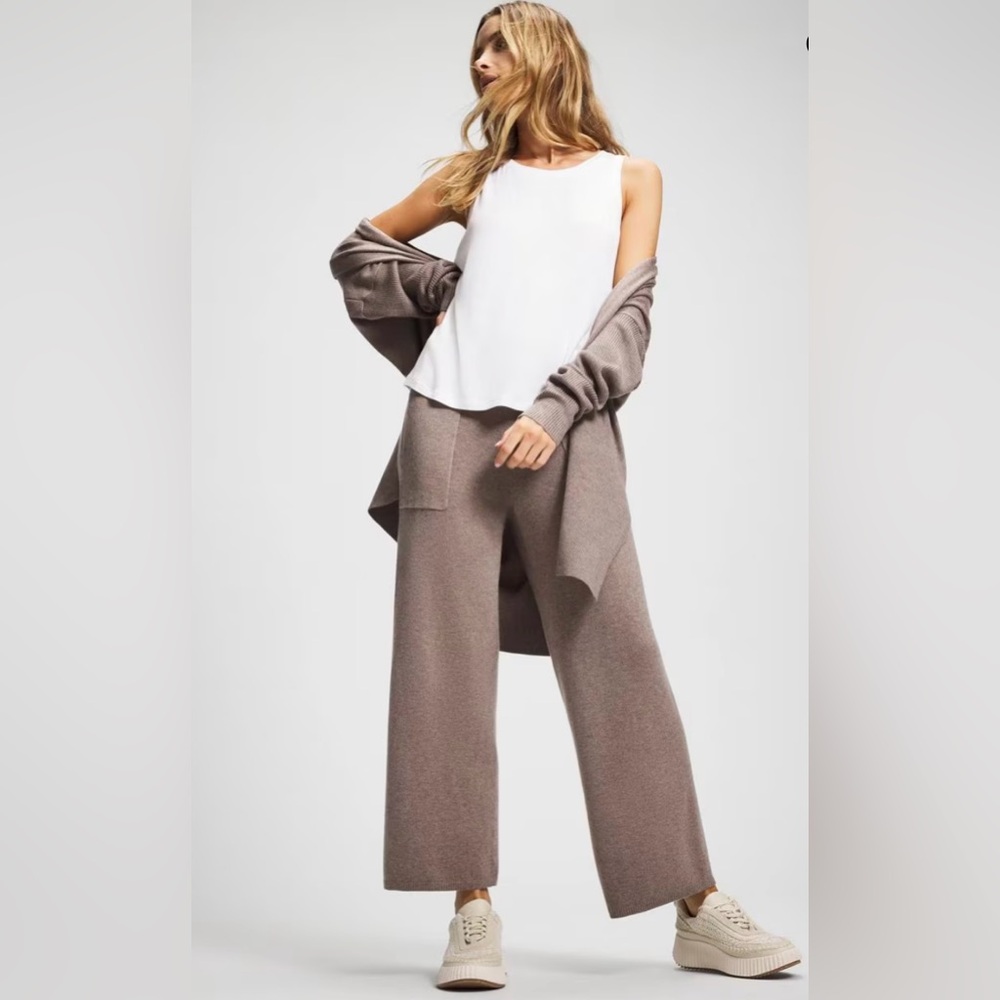 🆕 Soma Premier Knit Wide-Leg large sweater Pants in brown
